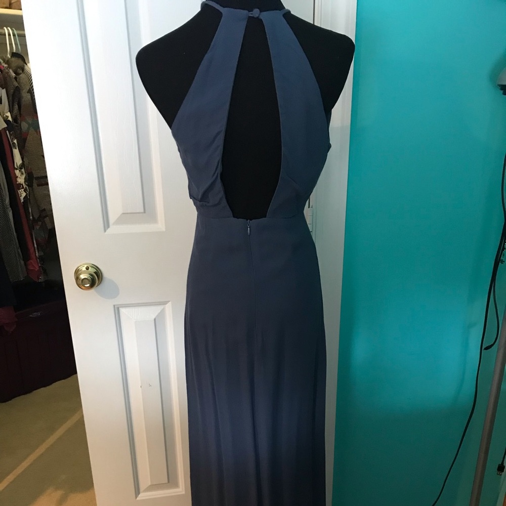 Blue floor length dress key hole front and back - Picture 3 of 7